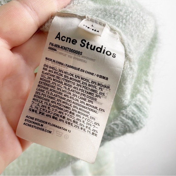 Acne Studios Kassidy Striped Crew Neck Sweater in Pale Green Large - Picture 5 of 9